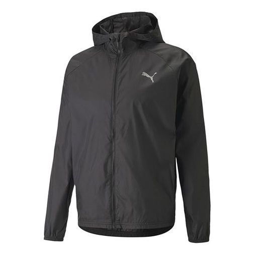 PUMA Solid Color Logo Athleisure Casual Sports Woven Hooded Jacket Black 521684-01