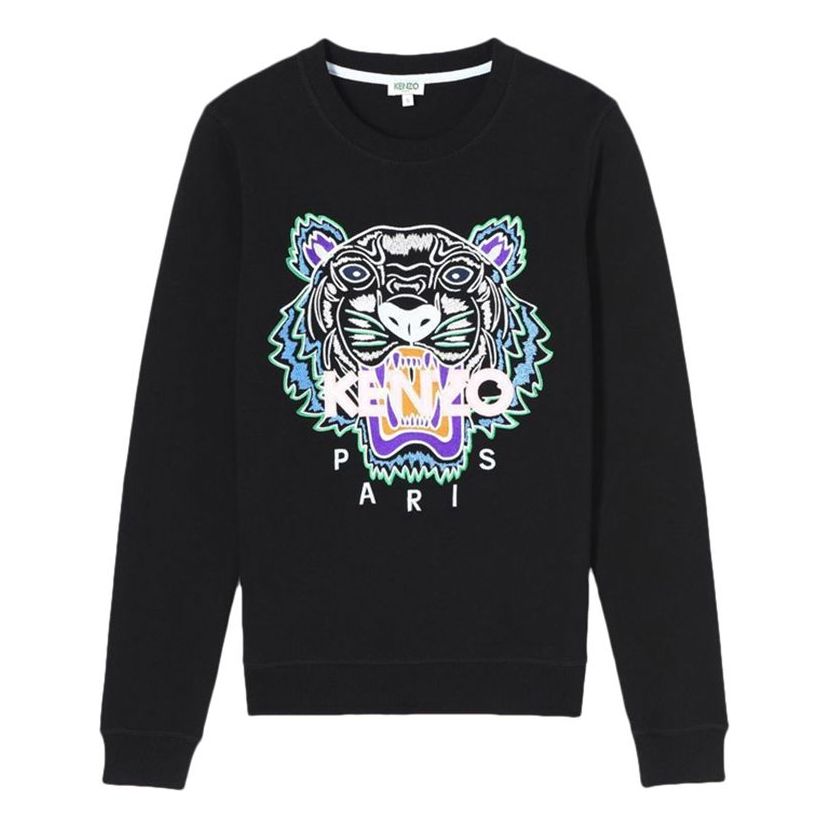 (WMNS) KENZO Tiger Head Pattern Long Sleeves Round Neck Hoodie Black F852SW7054XA-99