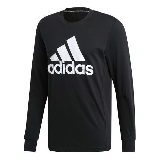 adidas Sports Breathable Round-neck Long-sleeve Tee Hooded Shirt Men Black EB5266