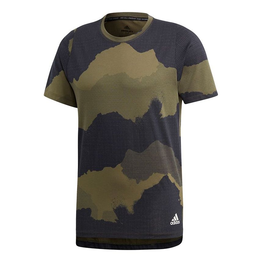 adidas Fl_tec Gf Cam Camouflage Casual Sports Breathable Short Sleeve Black DU0907