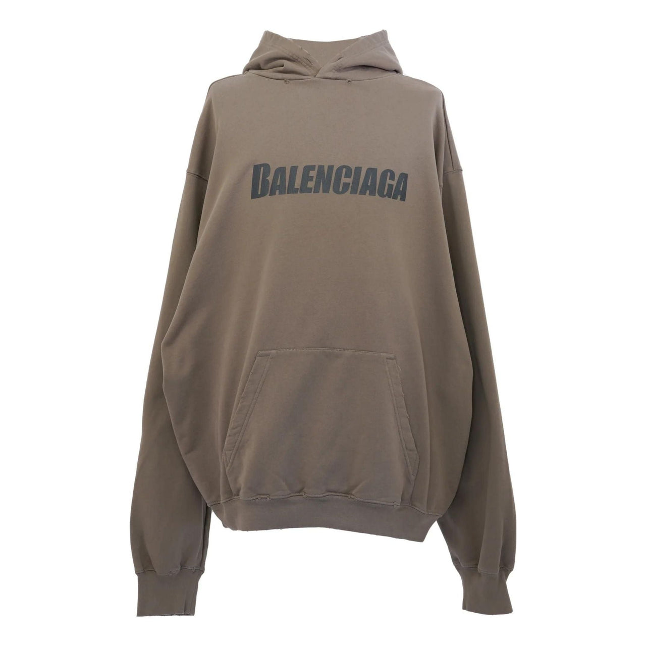 Balenciaga Boxy Logo Hoodie 'Taupe Black' 729361TNVL27761