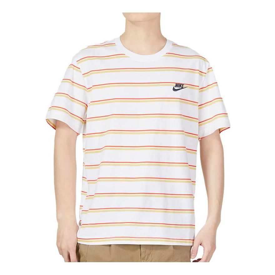 Nike Sportswear Striped Short Sleeves 'White' DZ2986-100