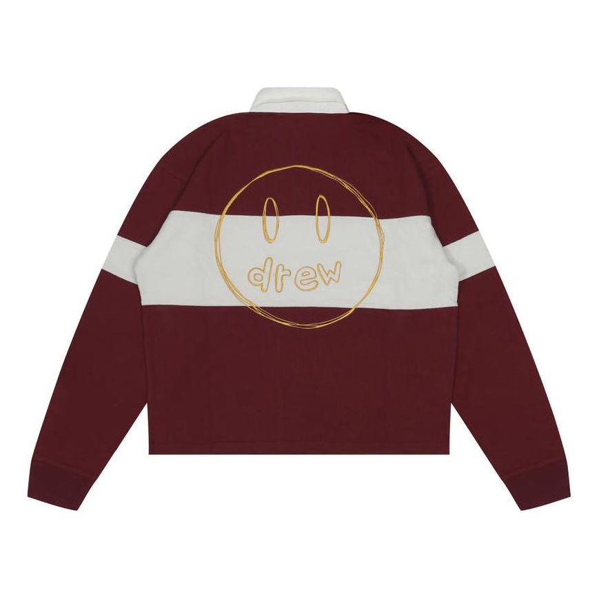 Drew House Sketch Mascot Rugby Shirt 'Burgundy Off White' DW-FW22-129