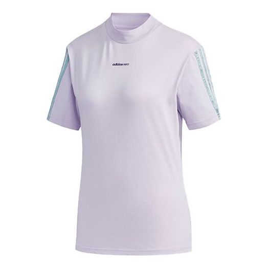 (WMNS) adidas neo Athleisure Casual Sports Small Stand Collar Short Sleeve Purple GD8562