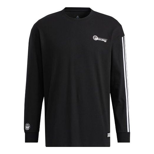 Men's adidas Solid Color Casual Printing Round Neck Pullover Black H23093