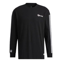 Men's adidas Solid Color Casual Printing Round Neck Pullover Black H23093