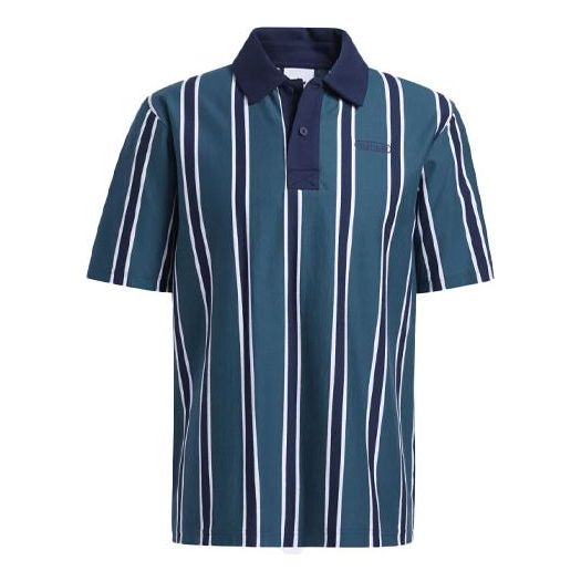 Men's adidas originals Stripe Sports Short Sleeve polo Green Polo Shirt GN3798