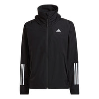 Men's adidas Bsc 3s R.r Jkt Sports Storage Simple Hooded Jacket Black H65773