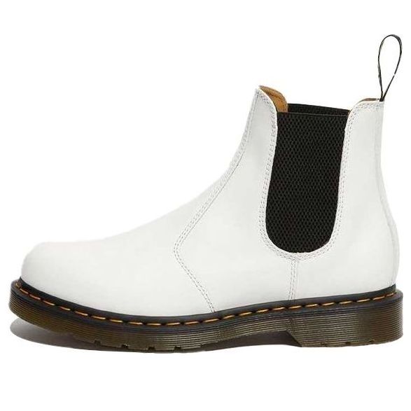 Dr. Martens 2976 Yellow Stitch Smooth Leather Chelsea Boots 'White' 26228100