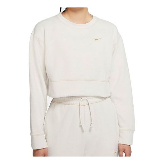 (WMNS) Nike Therma Icon Clash Short Long Sleeves Training Pullover Gold Color Hoodie CU6094-104