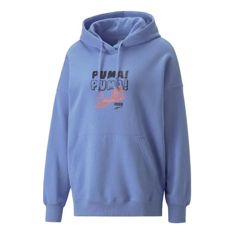 (WMNS) PUMA Downtown Oversized Graphic Hoodie 'Blue' 537633-23