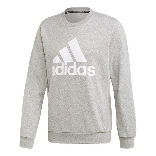 adidas Athleisure Casual Sports Printing Logo Round Neck Pullover Gray FL3925