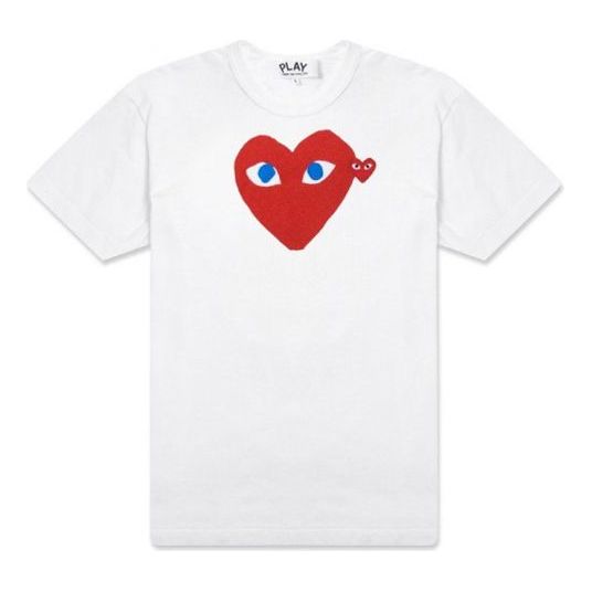 (WMNS) COMME des GARCONS PLAY Blue Eye Heart Tee 'White' AZ-T085-051-1