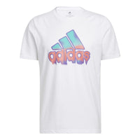 Men's adidas SS22 Alphabet Logo Round Neck Short Sleeve White T-Shirt HE4812