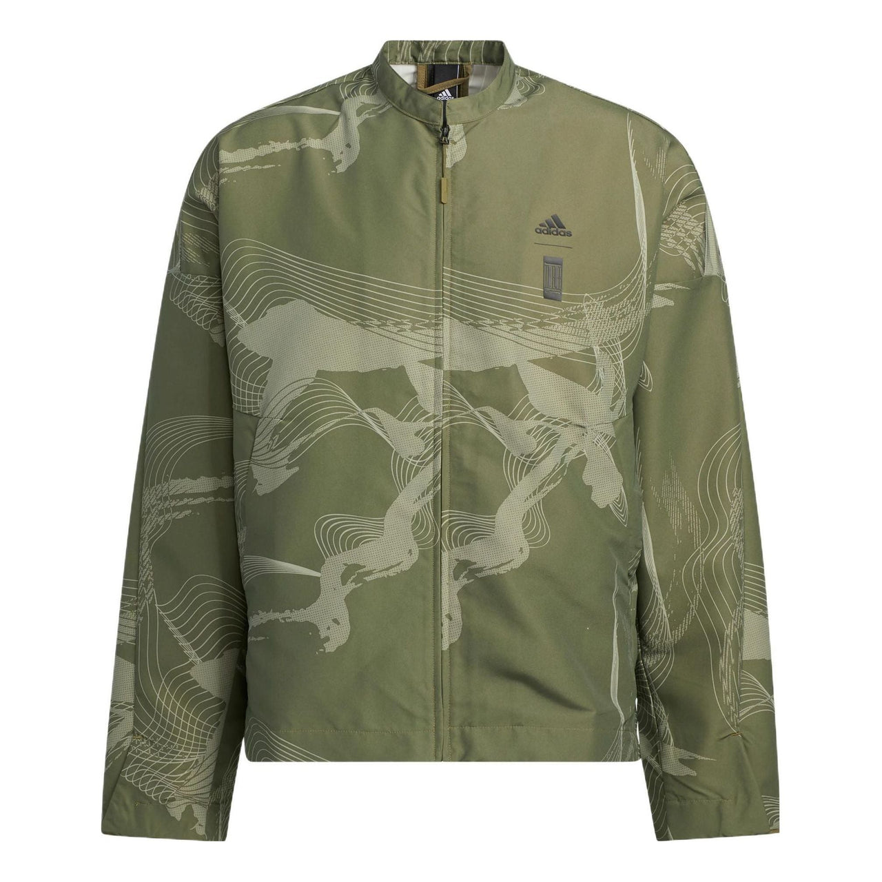 Men's adidas SS22 Logo Printing Solid Color Zipper Jacket Green HE5151