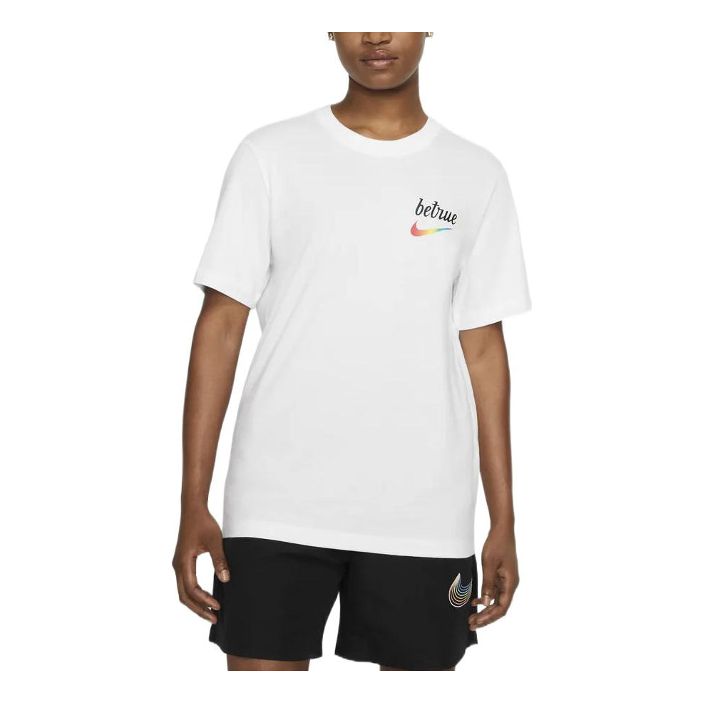 Nike Solid Color Printing Round Neck Short Sleeve Unisex White T-Shirt DJ0929-100