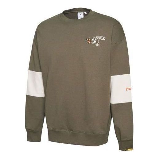 Puma x Randomevent Crew Sweater 'Olive Green White' 59666449