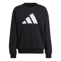 Men's adidas Fi Wtr Crew Large Logo Printing Sports Round Neck Pullover Black H46507