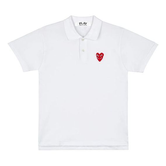 COMME des GARCONS PLAY Polo Shirt Red Family Heart 'White' AZ-T290-051-2