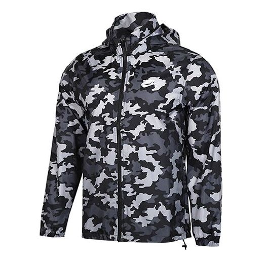 Nike Camouflage Pattern Loose Zipper Long Sleeves Jacket Black BV2980-010