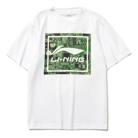 Li-Ning Big Graphic Loose Fit T-shirt 'White Green' AHSR339-4