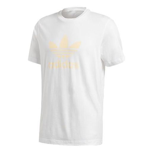 adidas originals Chest Logo Sports Round Neck Short Sleeve White FM3790