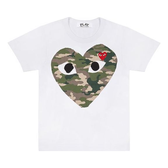 COMME des GARCONS PLAY Camouflage Pattern Short Sleeve White AZT241