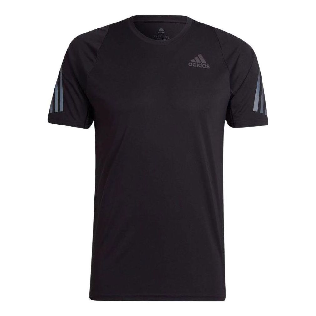 Men's adidas Round Neck Short Sleeve Pullover Solid Color Black T-Shirt HE2474
