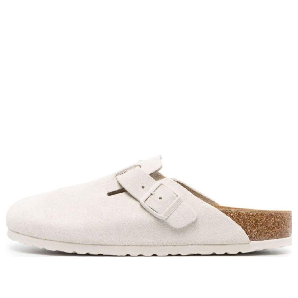 Birkenstock Boston Suede Leather Narrow Fit Sandals 'Antique White' 1024740