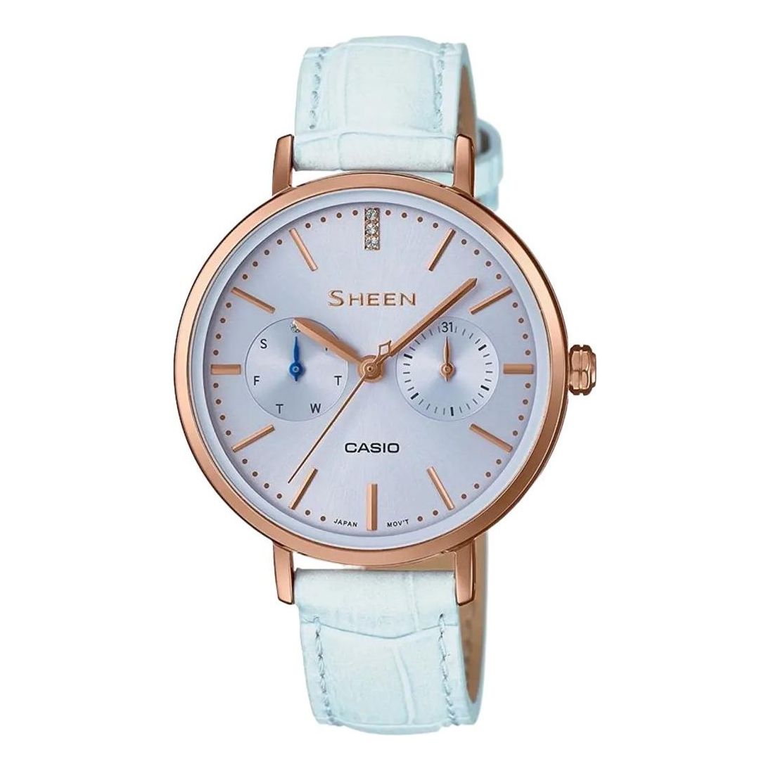 CASIO SHEEN Series Quartz Watch Leather Strap Blue SHE-3054PGL-2A