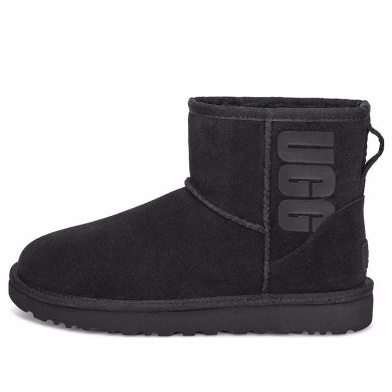(WMNS) UGG Classic Mini UGG Rubber Logo 'Black' 1108231-BLK