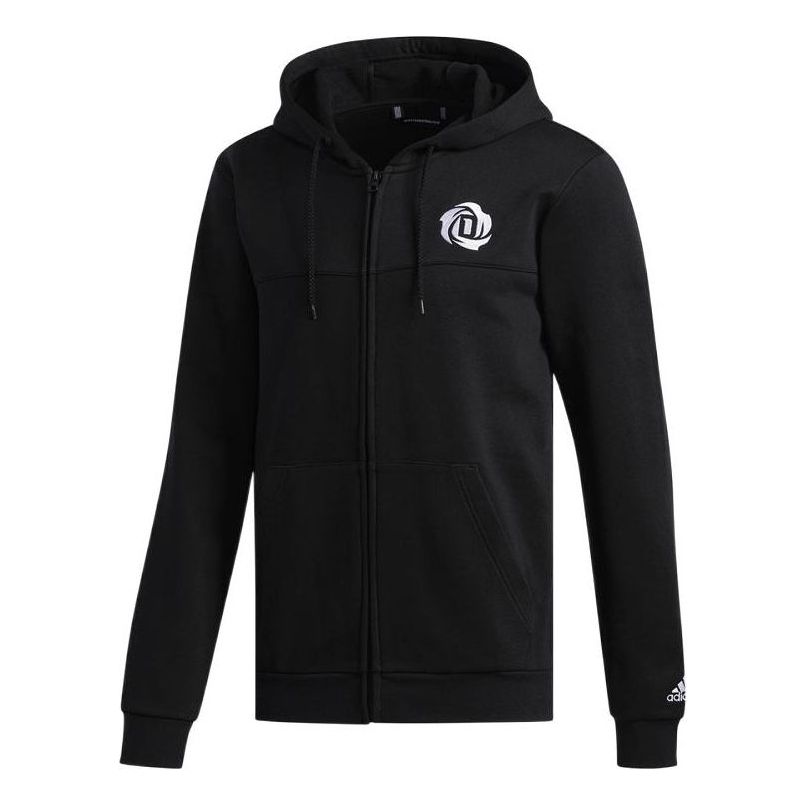 adidas Solid Color Zipper Hooded Jacket 'Black' DP5713