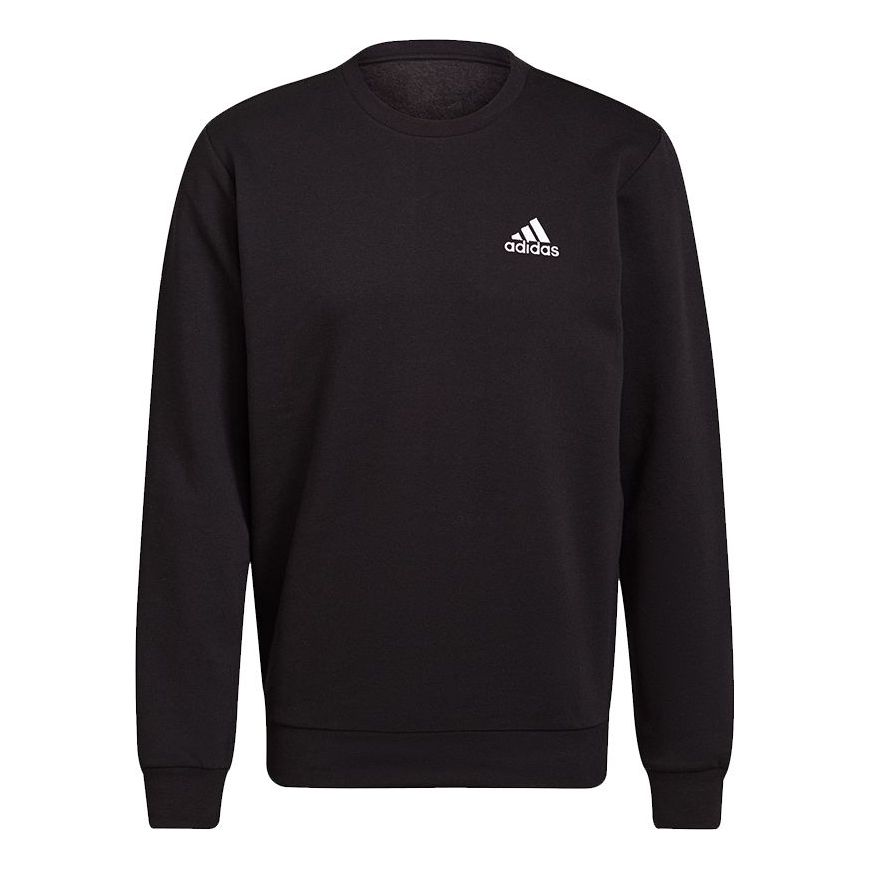 Men's adidas Feelcozy Swt Sports Logo Casual Round Neck Pullover Black GV5295