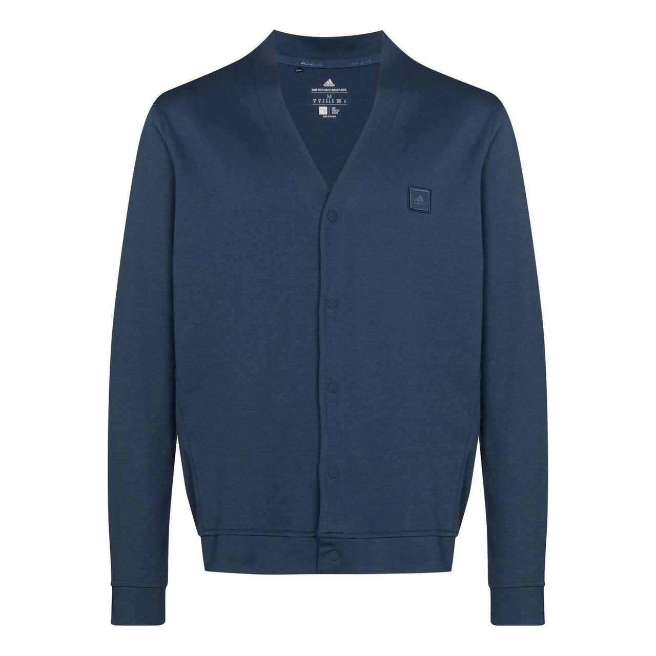 Men's adidas Logo Embroidered V Neck Long Sleeves Knitwear Blue HA9101