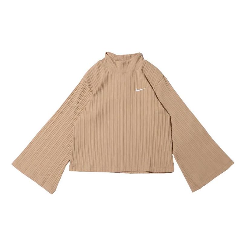 (WMNS) Nike Sportswear ribbed Knit High Collar Long Sleeves Knit Long Sleeves Yellow DM6400-200