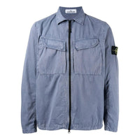 STONE ISLAND Brushed Cotton Canvas Zip Overshirt 'Dark Blue' 7715101WN-V0124