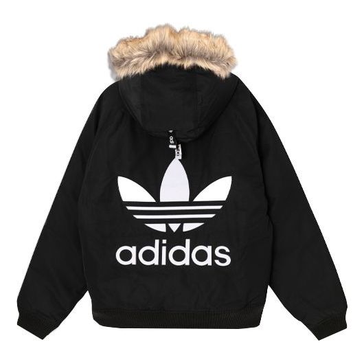adidas originals Down Fur Bomber Back Logo Print Down Jacket Men Black GE1306