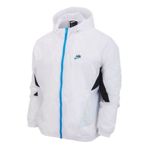 Men's Nike Colorblock Logo Printing Hooded Zipper Jacket White DB5172-100