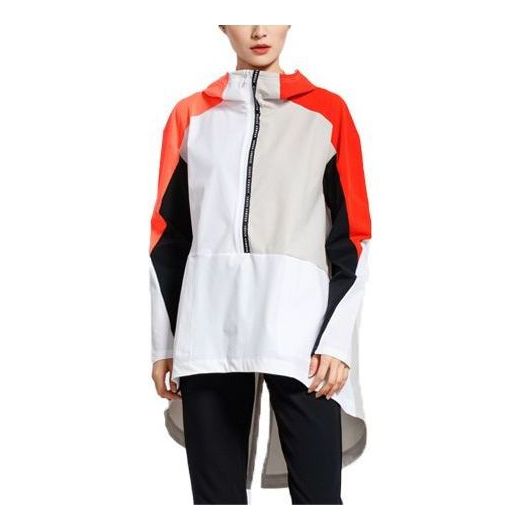 (WMNS) Under Armour Woven Graphic Anorak Jacket 'White Black Orange' 1317852-100
