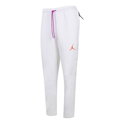 Air Jordan Drawstring Loose Training Basketball Sports Pants White CK6463-100