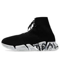 Balenciaga Speed 2.0 Lace Up Sneakers 'Black Recycled Knit and White Sole Unit' 617258W2DD41091