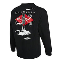 Men's Jordan Alphabet Embroidered Printing Breathable Sports Round Neck Long Sleeves Autumn Black T-Shirt DH8963-010
