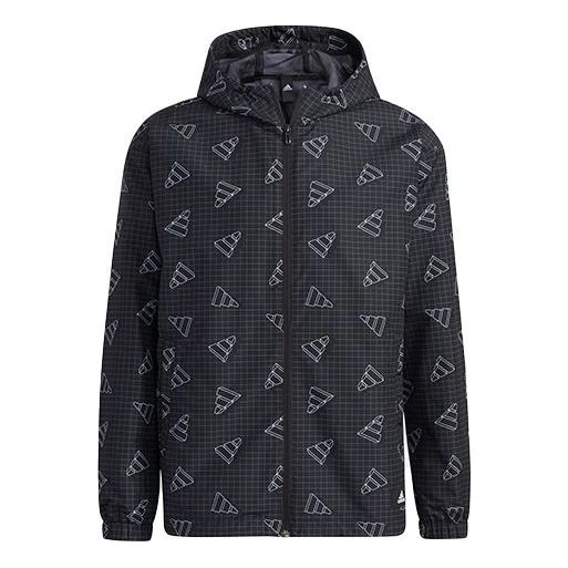 adidas Full Print Sports Loose Hooded Jacket Black GP1825