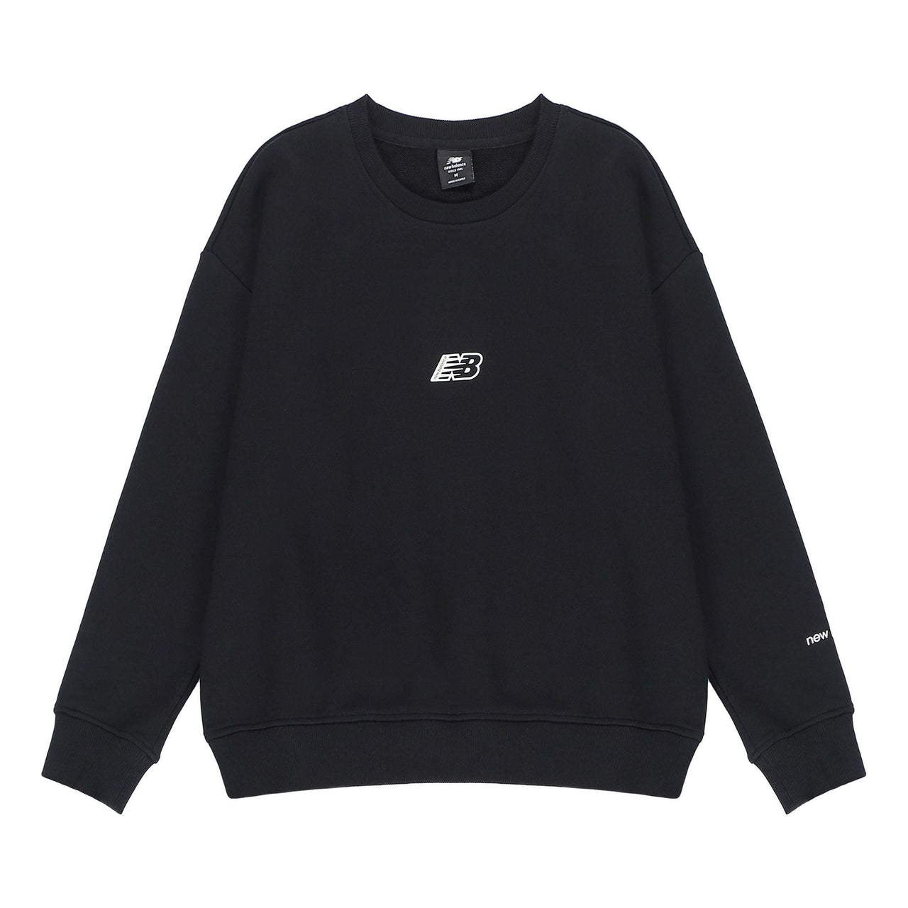 (WMNS) New Balance Essentials Sweatshirt 'Black White' AWT23514-BK