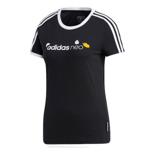 (WMNS) adidas neo Yellow Crossover Sports Short Sleeve Black GL7212