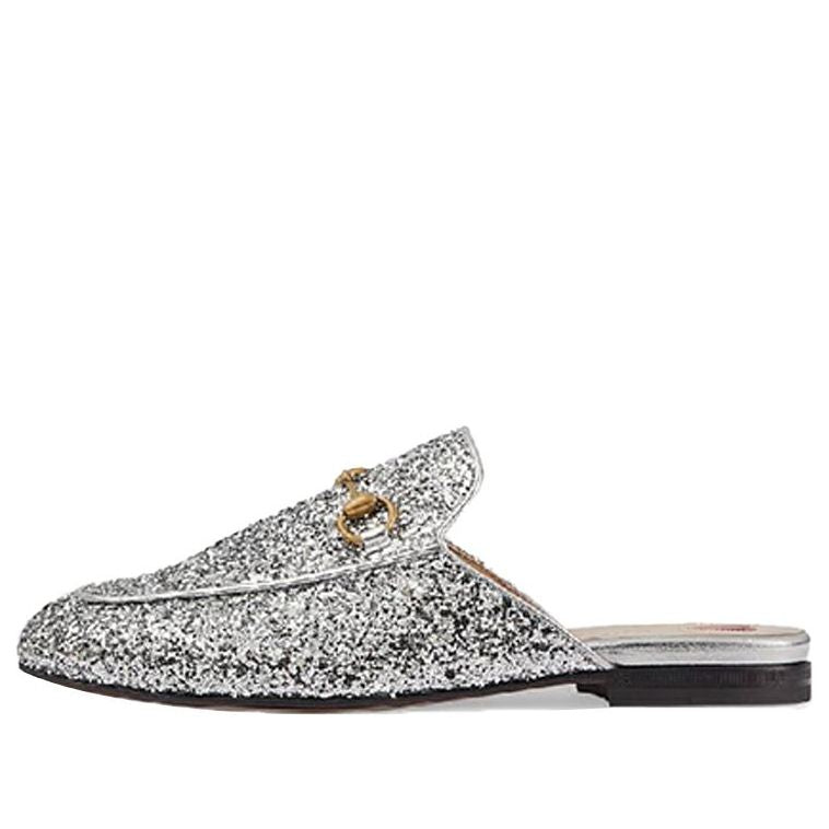 (WMNS) Gucci Princetown Glitter Slippers 'Silver Metallic' 432773-KSP20-8106