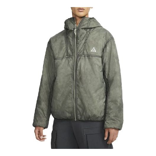 Men's Nike ACG Therma-FIT ADV Rope De Dope Solid Color Zipper Hooded Long Sleeves Green Jacket DJ1257-320