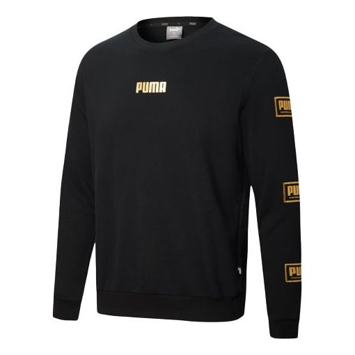 PUMA Holiday Pack Crewneck Sweatshirt 'Black Yellow White' 586348-01