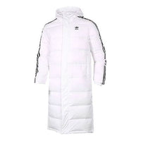 adidas originals Long Down Side Logo Printing mid-length Sports Down Jacket White HI4659