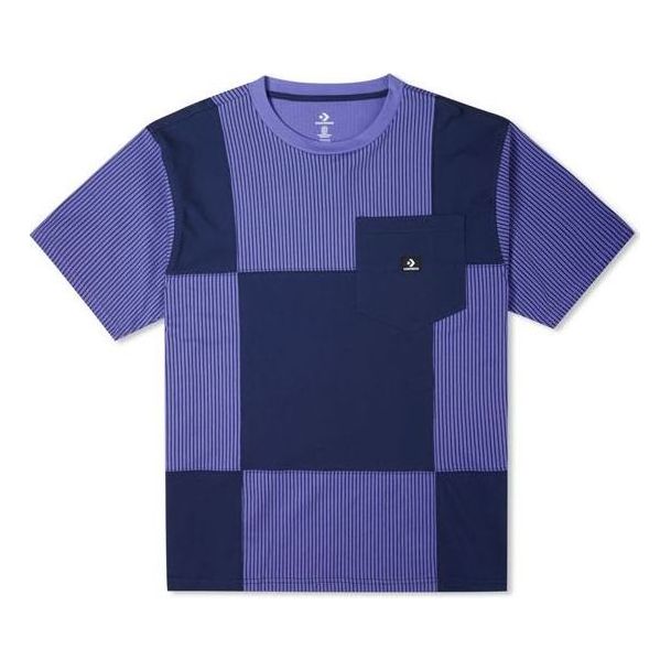 Converse Color Blocked Jersey Pocket T-Shirt 'Purple' 10023255-A01